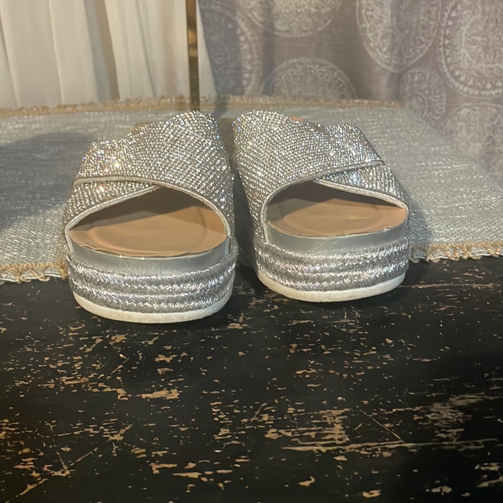 Forever Sparkly Silver Slip On Platforms - Picture 3 of 3